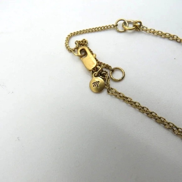 Madewell Gold Tone Double Strand Necklace Colorful Beads Layered M Logo - Picture 6 of 6